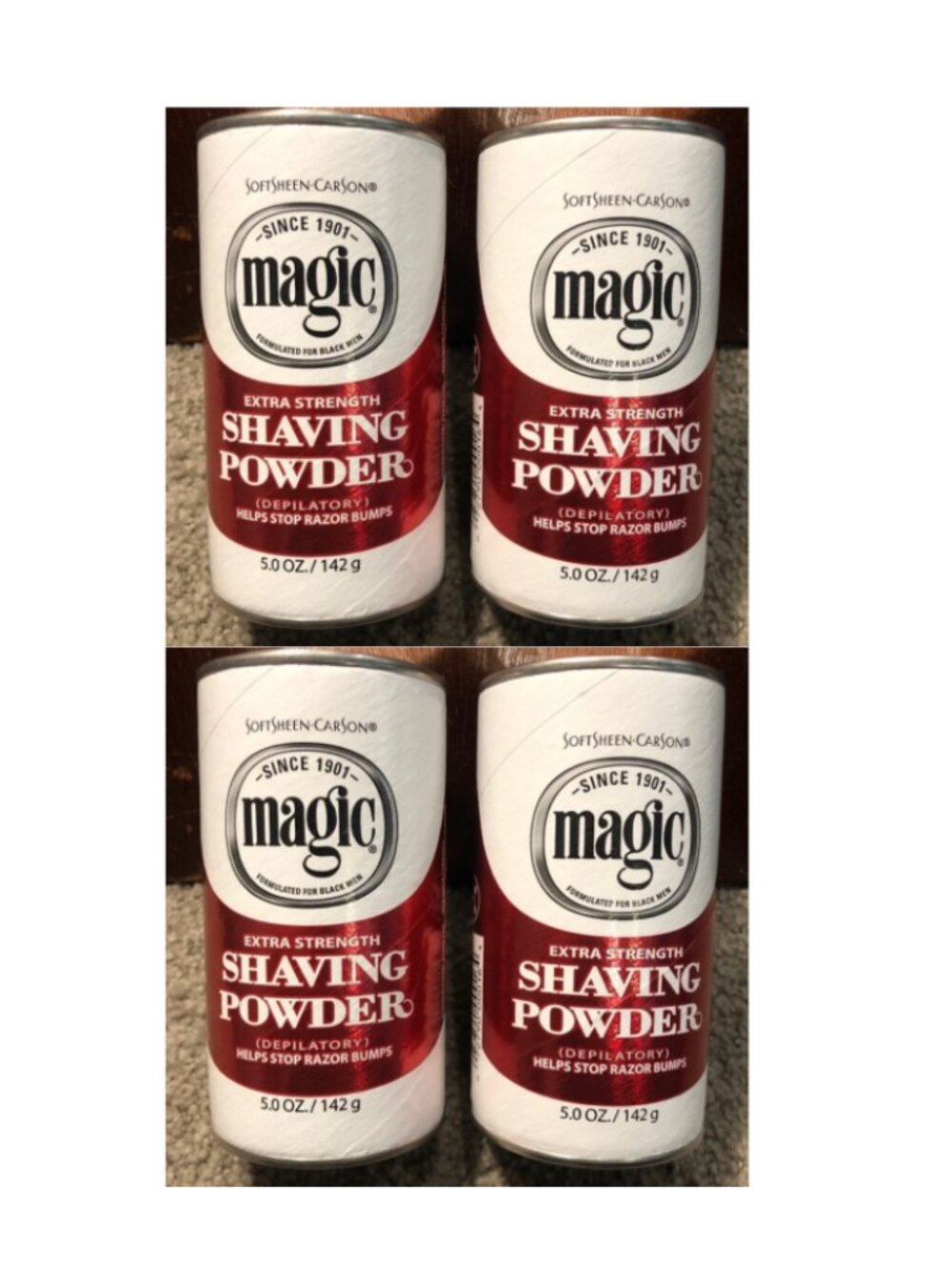 X4 Softsheen Carson Magic EXTRA Strength Shaving Powder Red for Razor Bumps 5oz